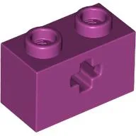 Technic Brick 1 x 2 with Axle Hole Type 1 [+ Opening] and Bottom Pin / Magenta