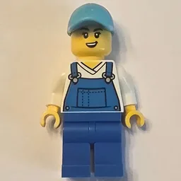 Car Wash Worker, Blue Overalls, Medium Azure Cap