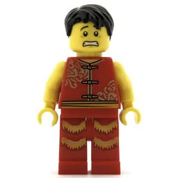 Man, Red Robe with Ties, Black Hair