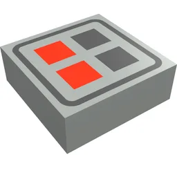 Tile 1 x 1 with Red and Black Buttons Print / Light Gray