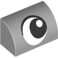 Lego Brick Curved 1 x 2 x 1 No Studs with Eye, Looking Right print / Light Bluish Gray