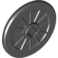 Lego Wheel Wheelchair with Fixed Black Hard Rubber Tire, with Clip Hole / Black