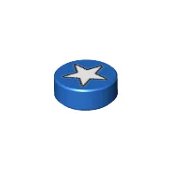 Tile Round 1 x 1 with White Star Print