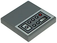Tile 2 x 2 with SW Jedi Starfighter Control Panel with Buttons on Light Bluish Gray Background Pattern Model Left Side (Sticker) - Sets 7256 / 7283