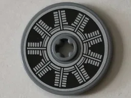 Technic, Disk 3 x 3 with Silver and Black Radial Engine Pattern (Sticker) - Set 76075