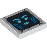 Lego Tile 2 x 2 with Pixal Bot Blue Face on Black Background print / White