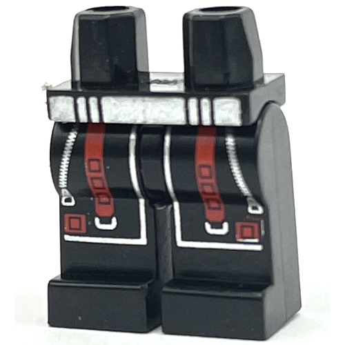 Lego Hips and Black Legs with Silver Zippers and Red Straps Print / Black