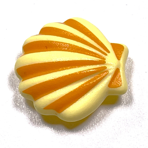 Lego Clikits Icon, Shell 2 x 2 with Pin, Medium Orange Highlights Print / Bright Light Yellow