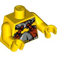 Lego Torso Armour with Metal Collar and Belt, and Brown Straps Print, Yellow Arms and Hands / Yellow