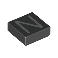 Lego Tile 1 x 1 with letter Capital N Print