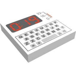 Tile 2 x 2 with Keyboard and Red '0:19' Print / White