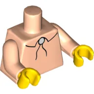 Torso, Shirt with String (Bolo) Tie Print, Light Nougat Arms, Yellow Hands / Light Nougat