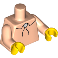 Lego Torso Shirt with String (Bolo) Tie Print, Light Nougat Arms, Yellow Hands / Light Nougat