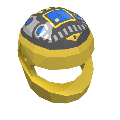 Lego Helmet, Standard with Silver and Blue Machinery Print / Yellow