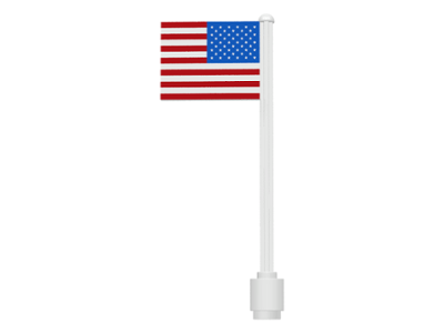 Lego Flag on Flagpole, Straight with United States Pattern (Stickers)