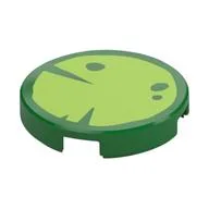 Tile Round 2 x 2 with Leaf / Water Lily Print / Green