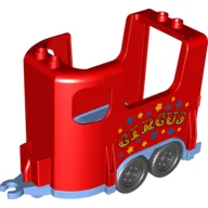 Duplo Horse Trailer with Medium Blue Base and Stars and 'CIRCUS' Print / Red
