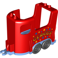 Lego Duplo Horse Trailer with Medium Blue Base and Stars and 'CIRCUS' Print / Red