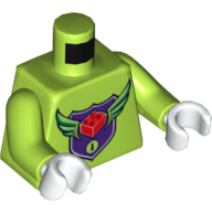 Lego Torso MBA Level 1 Logo Print, Lime Arms, White Hands / Lime