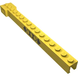 Crane Arm Outside, Narrow, 16 Studs with Black Moving Print / Yellow