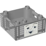 Duplo Container Box 4 x 4 with Studs on Corners with Thomas & Friends Truck Face Print / Light Bluish Gray
