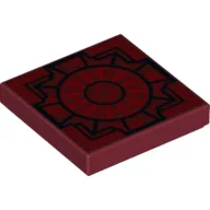 Tile 2 x 2 with Black Geometric Pattern Print / Dark Red