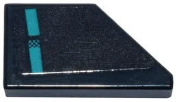 Tile, Modified 1 x 2 Wedge Left with Dark Turquoise Lines and Checkerboard Pattern (Sticker) - Set 77244