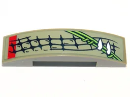 Slope, Curved 4 x 1 x 2/3 Double with Scales, Vines and Teeth Pattern Model Left Side (Sticker) - Set 70001