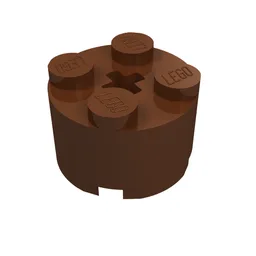 Brick Round 2 x 2 with Axle Hole / Reddish Brown