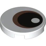Tile Round 2 x 2 with Copper Eye, Black Pupil Print / White