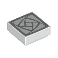 Tile 1 x 1 with Silver Squared Rose Print / White