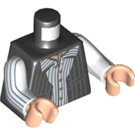 Lego Torso Striped Jacket, White Shirt with Sand Blue Stripes Print, White Arms with Stripes, Light Nougat Hands / Black