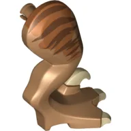 Animal Body Part, Dinosaur, Raptor Leg, Right, with Pin, Tan Claws and Dark Brown Stripes over Dark Orange Print / Medium Nougat