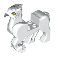 Creature, Buckbeak with Dark Bluish Grey Beak, Bright Light Orange Eyes, Dark Bluish Grey/Light Bluish Grey Feathers Print / White