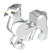 Lego Creature, Buckbeak with Dark Bluish Grey Beak, Bright Light Orange Eyes, Dark Bluish Grey/Light Bluish Grey Feathers print / White