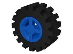 Wheel 8mm D. x 6mm with Black Tire 15mm D. x 6mm Offset Tread Small (4624 / 3641) / Blue