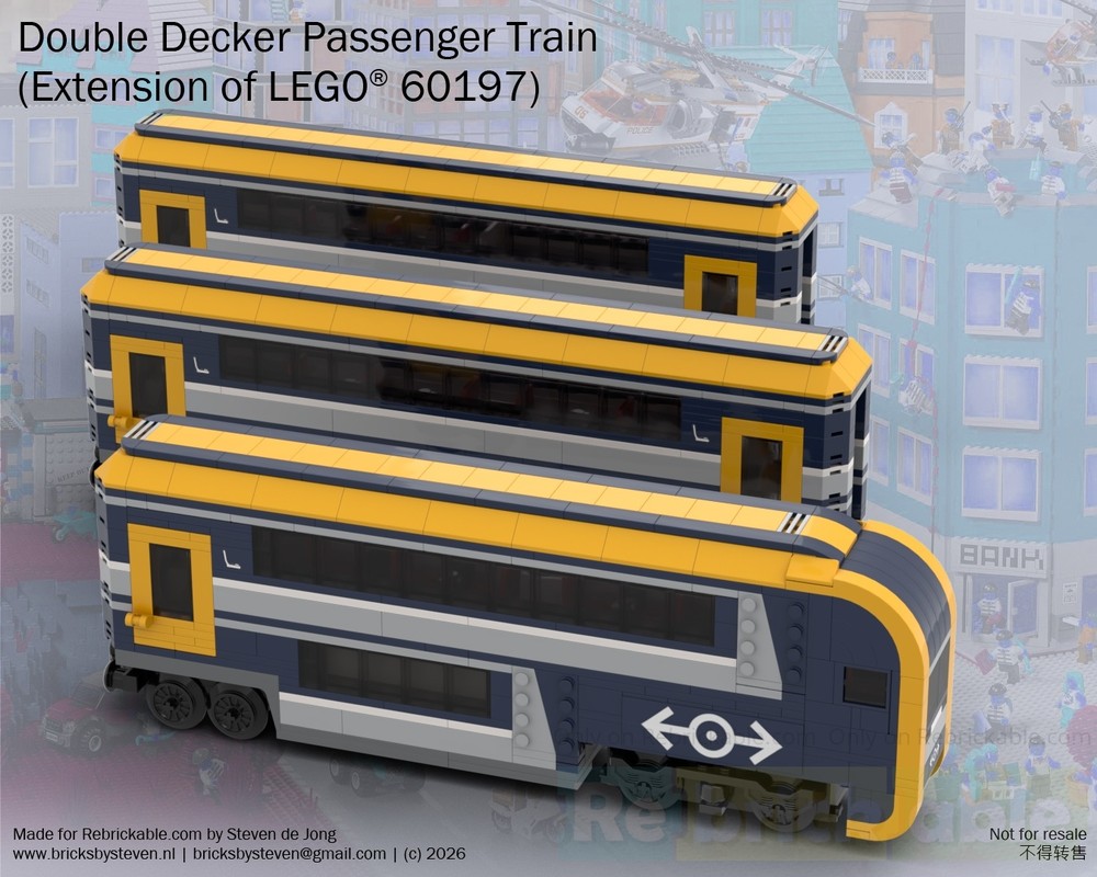Lego Passenger Train (Double Decker Extension of LEGO Set 60197)