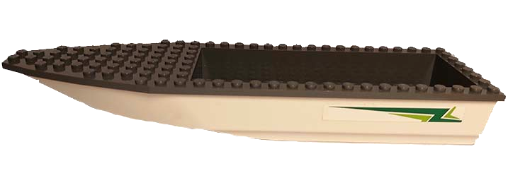 Lego Boat, Hull Unitary 28 x 8 with Dark Bluish Gray Top with Green and Lime Arrows Pattern on Both Sides (Stickers) - Set 60168