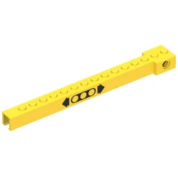 Crane Arm Outside, Narrow, 15 Studs with Black Moving Print / Yellow