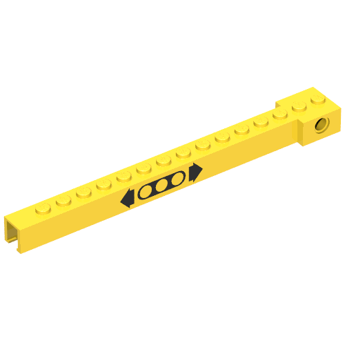 Lego Crane Arm Outside, Narrow, 15 Studs with Black Moving Print
