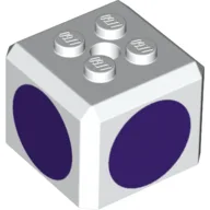 Brick Special Cube with 2 x 2 Studs on Top, and Dark Purple Circles Print / White