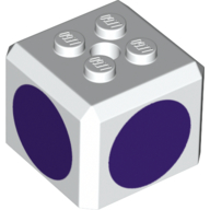 Lego Brick Special Cube with 2 x 2 Studs on Top, and Dark Purple Circles Print / White
