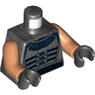 Lego Torso Vest, Dark Blue Collar, Black Waist Print, Nougat Arms, Black Hands / Pearl Titanium
