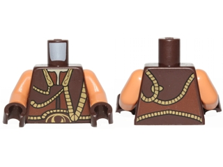 Lego Torso SW Gungan Vest with Gold Trim Front and Back Pattern / Nougat Arms / Dark Brown Hands