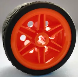 Wheel 30.4mm D. x 20mm with No Pin Holes and Reinforced Rim with Black Tire 37 x 22 ZR (56145 / 55978) / Orange