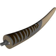 Lego Animal Body Part, Dinosaur, Tyrannosaurus Rex Tail, with Pin, Dark Bluish Gray Top and Dark Brown Stripes Print / Dark Tan