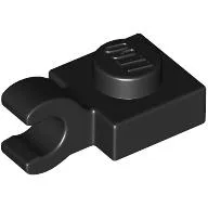 Plate Special 1 x 1 with Clip Horizontal [Thick Open O Clip] / Black