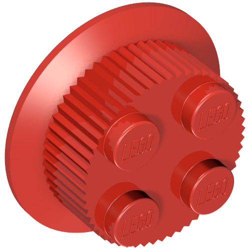 Lego Train Wheel with 2 x 2 Stud Center, Traction Teeth / Red