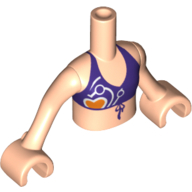 Lego Minidoll Torso Girl with Dark Purple Bikini Top and Orange Heart Print, Light Nougat Arms and Hands / Light Nougat