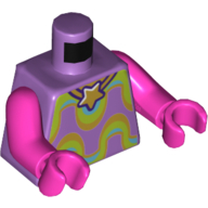Lego Torso Tank Top, Gold, Lime and Medium Azure Wave Stripes and Star Necklace Print, Dark Pink Arms and Hands / Medium Lavender